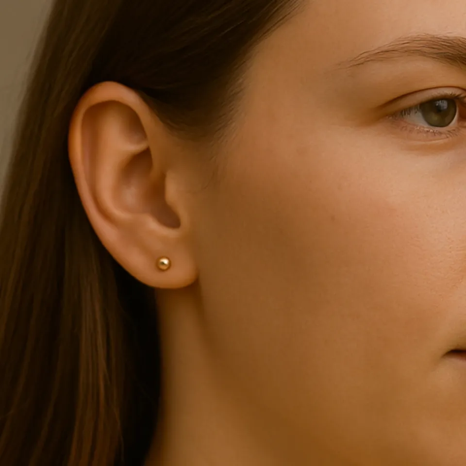 14 Ayar Altın Parlak Top Küpe (4 mm)