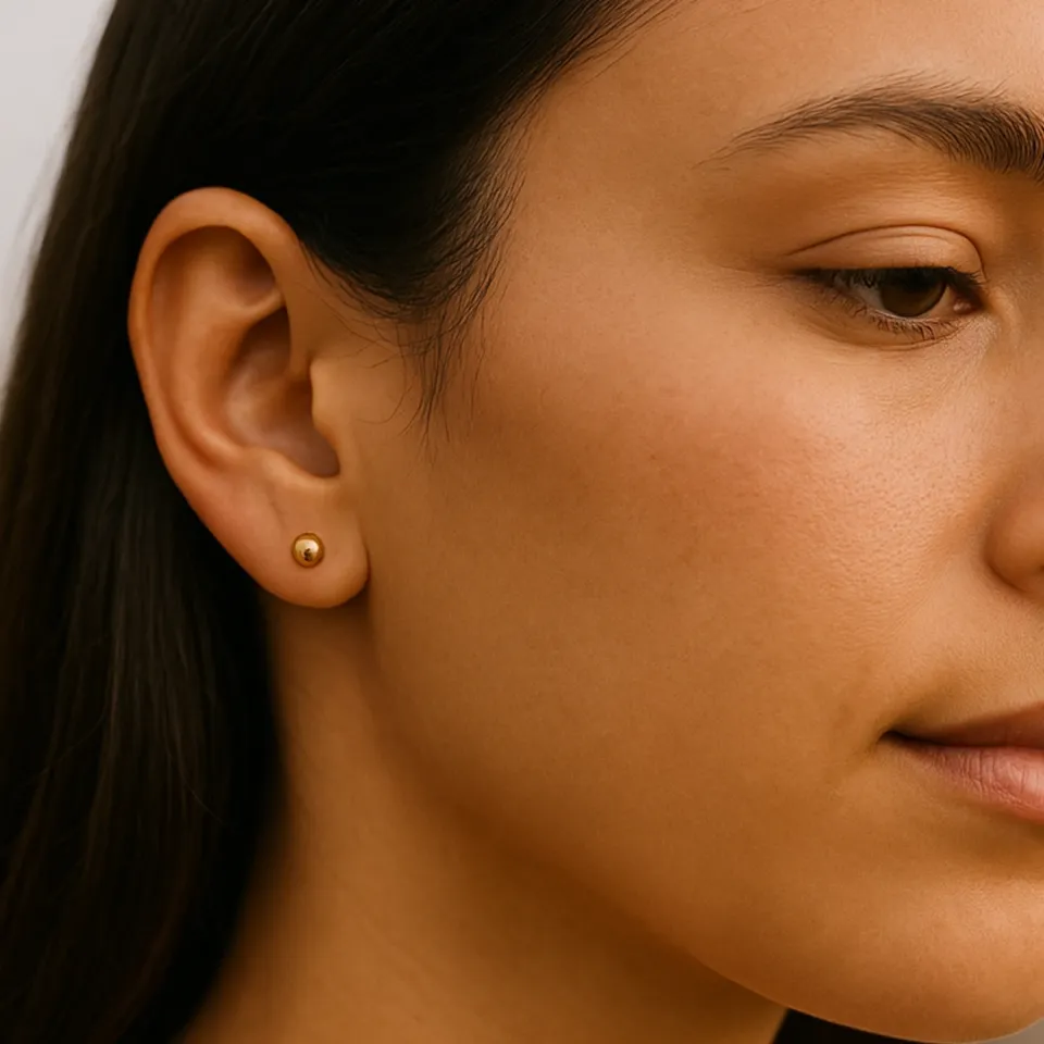 14 Ayar Altın Parlak Top Küpe (5 mm)