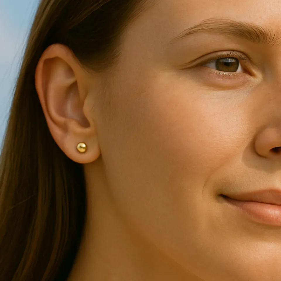 14 Ayar Altın Parlak Top Küpe (5 mm)