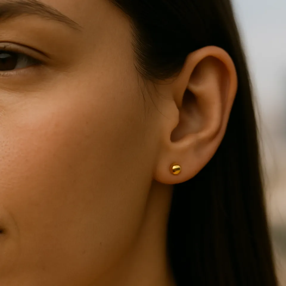 14 Ayar Altın Parlak Top Küpe (5 mm)