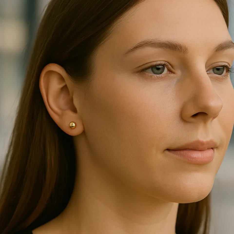 14 Ayar Altın Parlak Top Küpe (6 mm)