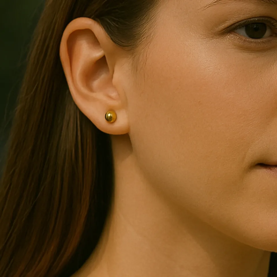 14 Ayar Altın Parlak Top Küpe (6 mm)