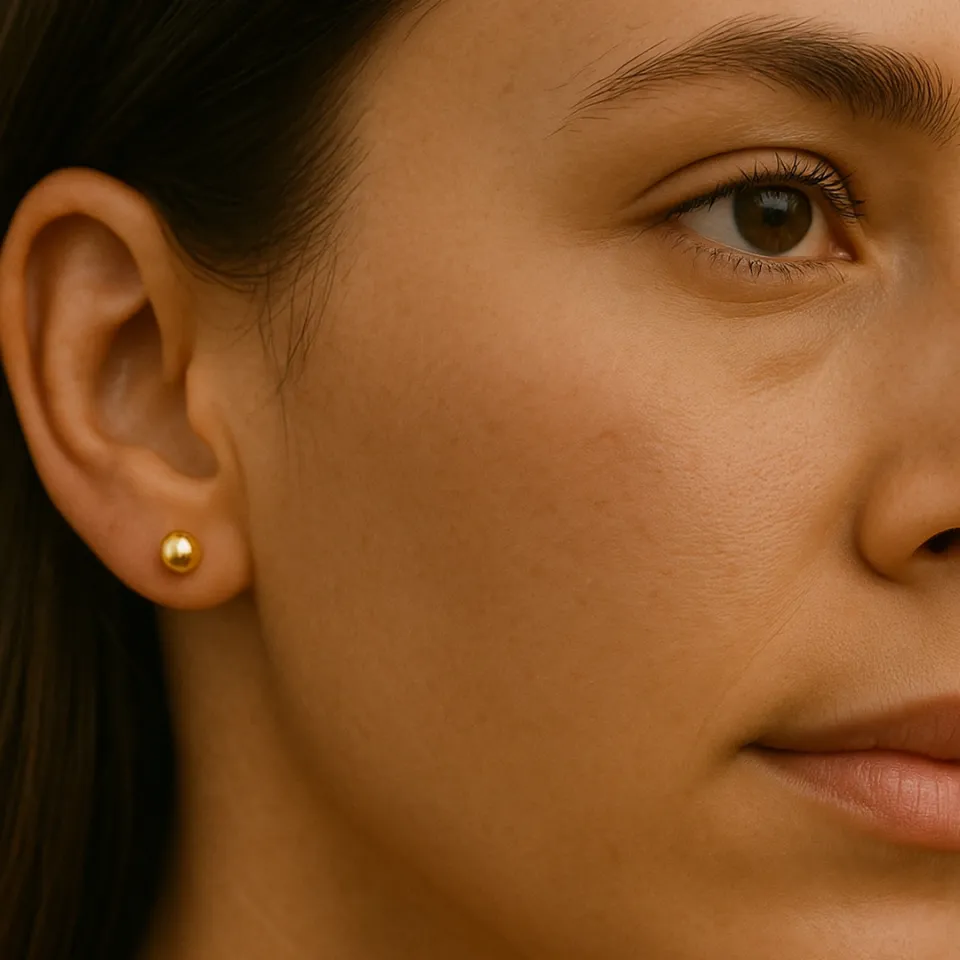 14 Ayar Altın Parlak Top Küpe (6 mm)