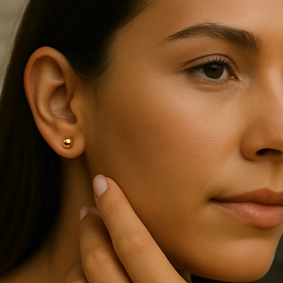 14 Ayar Altın Parlak Top Küpe (7 mm)