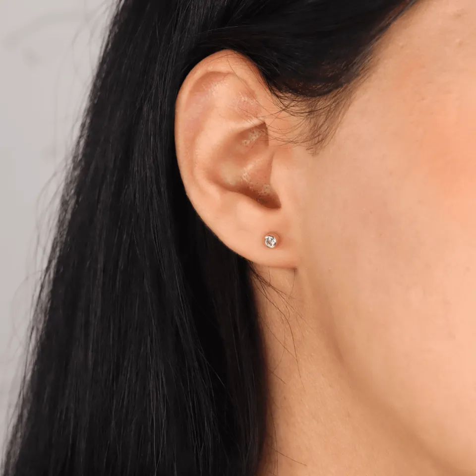 14 Ayar Altın Çerçeve Küpe (3 mm)