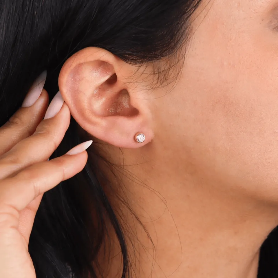 14 Ayar Altın Çerçeve Küpe (5 mm)