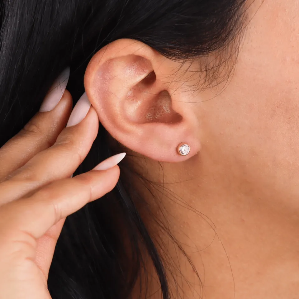 14 Ayar Altın Çerçeve Küpe (5 mm)