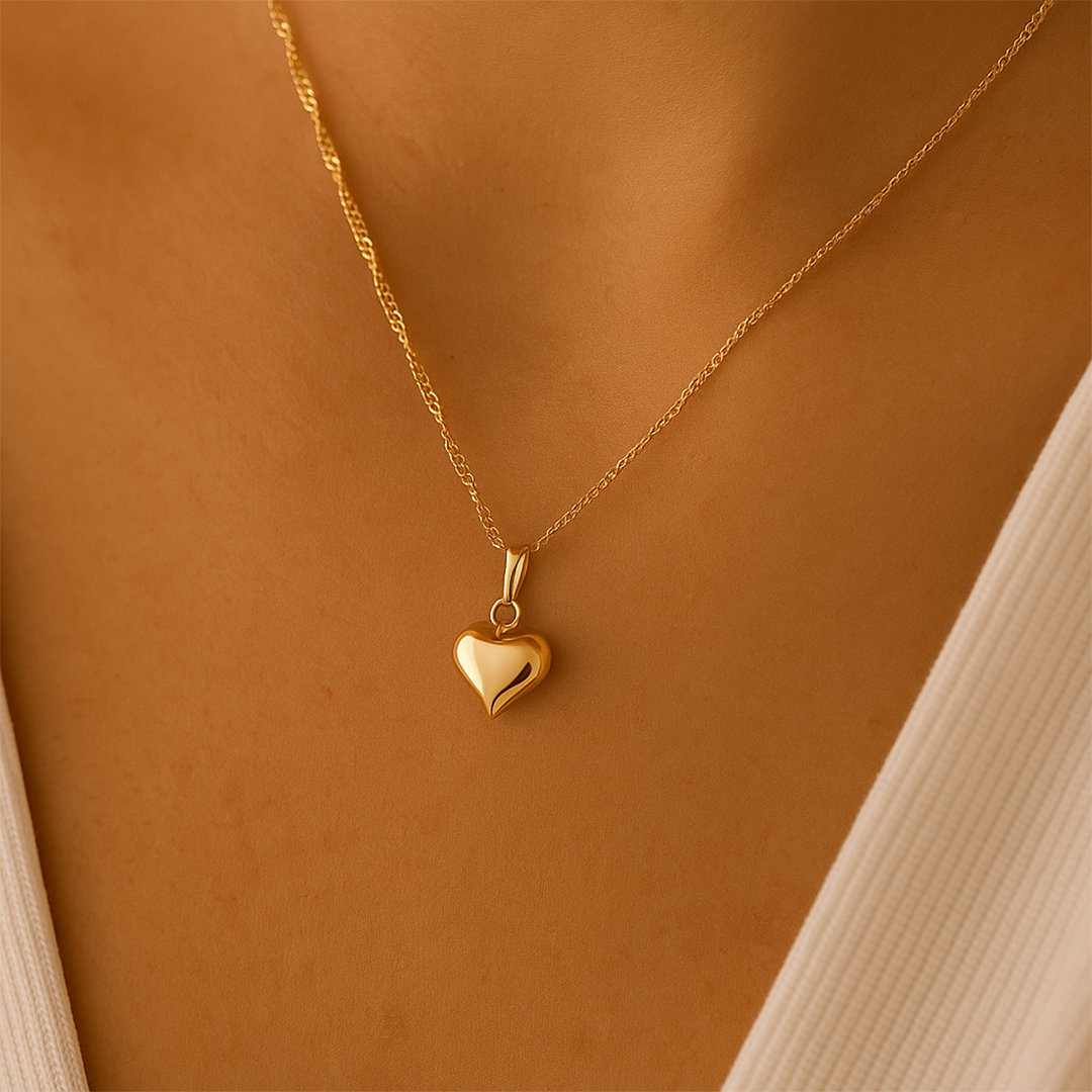 Singapur Zincirli Bombeli Kalp Kolye (S)