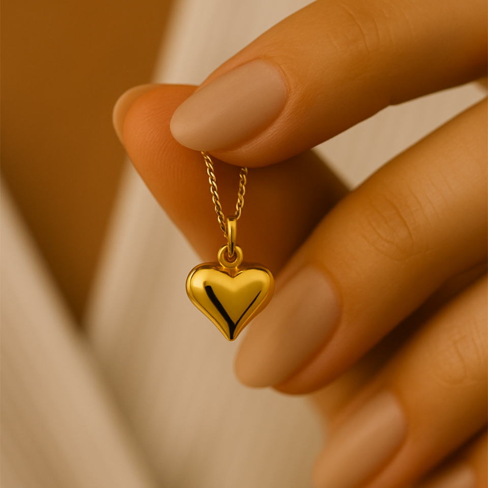 Singapur Zincirli Bombeli Kalp Kolye (S)