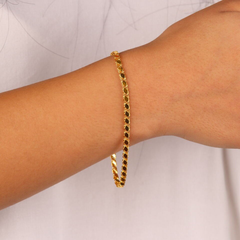 14 Ayar Altın Pullu Zincir Bileklik (S)