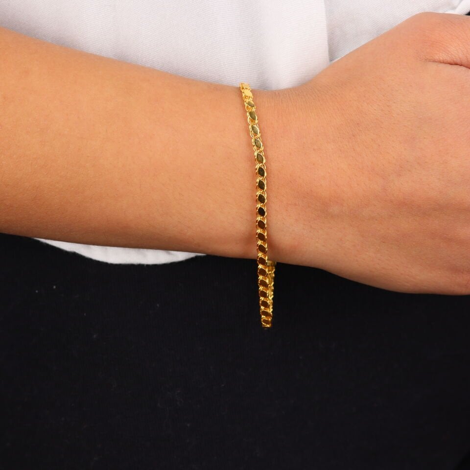 14 Ayar Altın Pullu Zincir Bileklik (S)