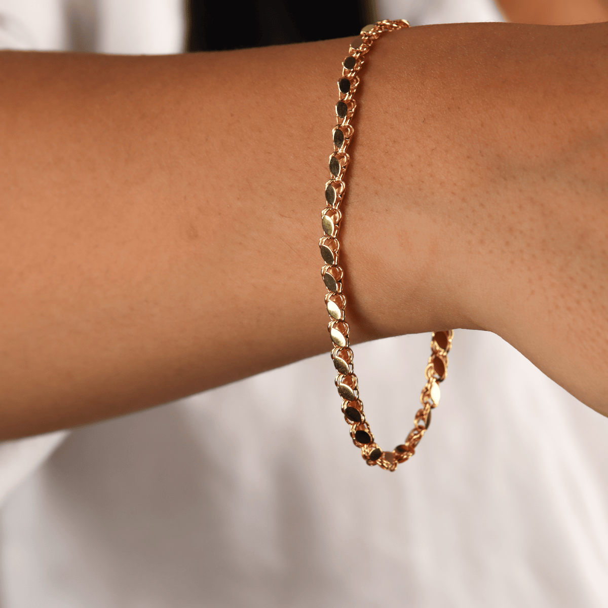 14 Ayar Altın Pullu Zincir Bileklik (M)