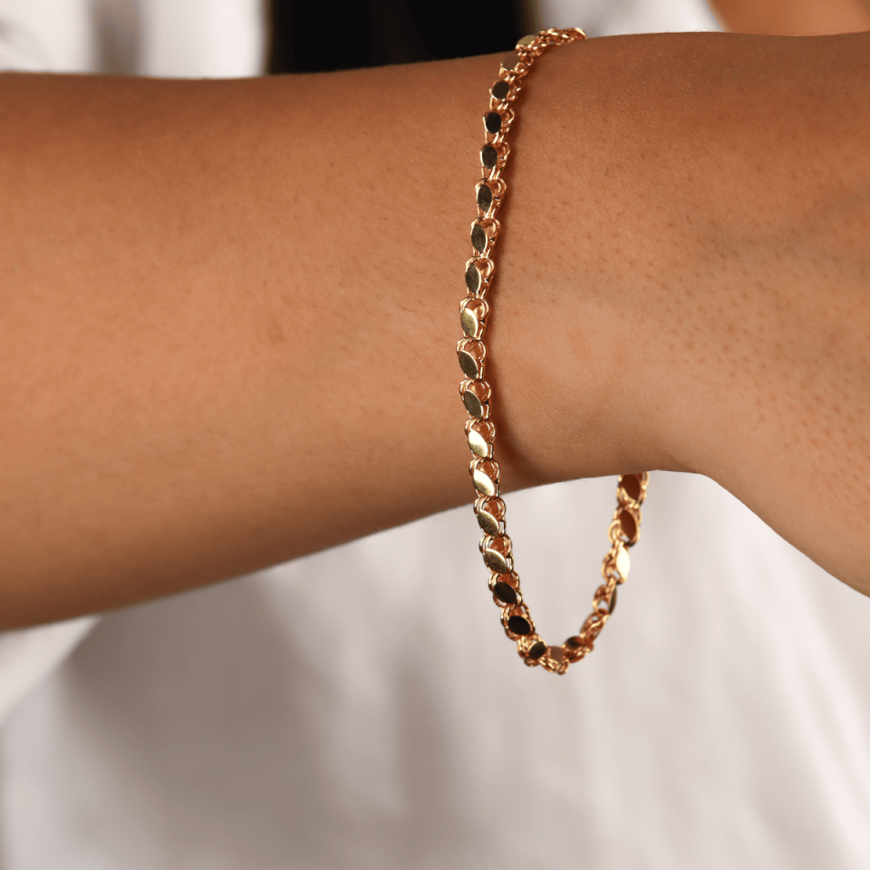 14 Ayar Altın Pullu Zincir Bileklik (M)