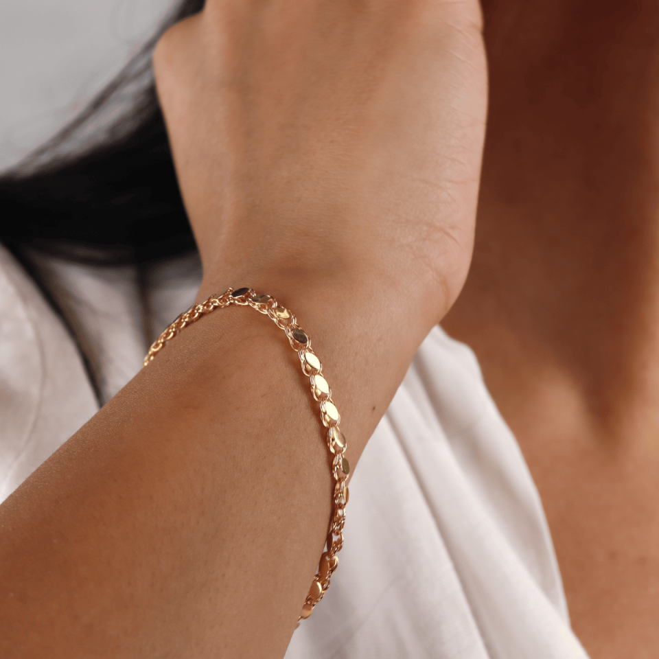 14 Ayar Altın Pullu Zincir Bileklik (M)