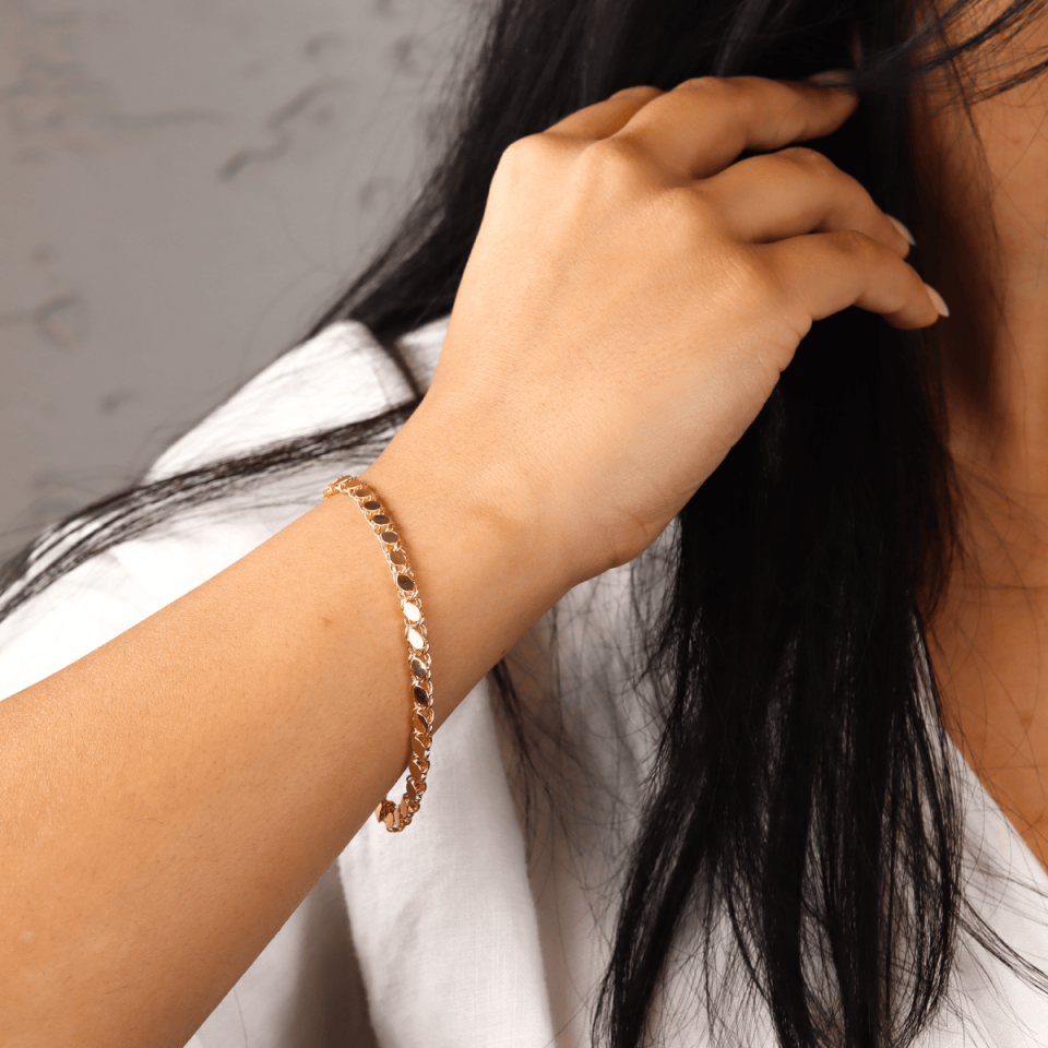 14 Ayar Altın Pullu Zincir Bileklik (L)