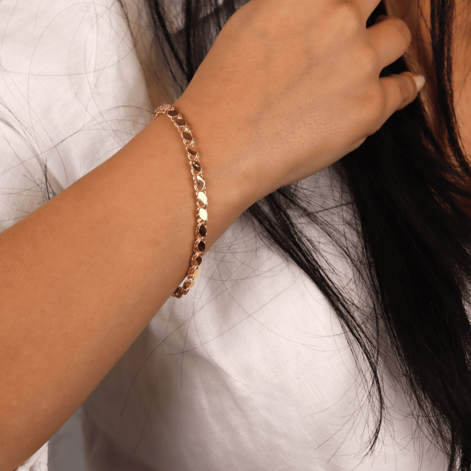 14 Ayar Altın Pullu Zincir Bileklik (XL)