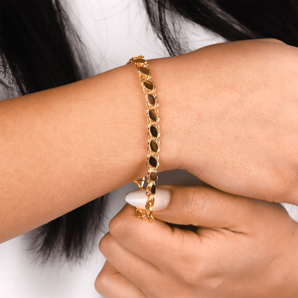 14 Ayar Altın Pullu Zincir Bileklik (XXL)