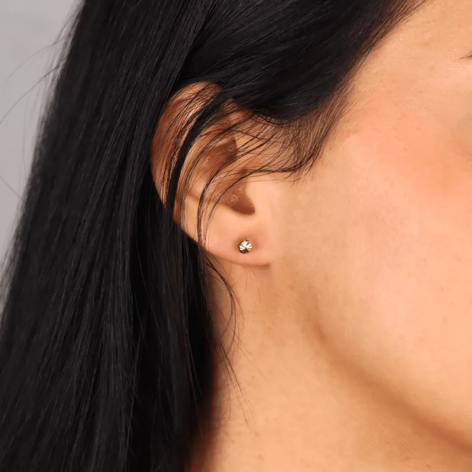 8 Ayar Altın Kalemli Top Küpe (5 mm)