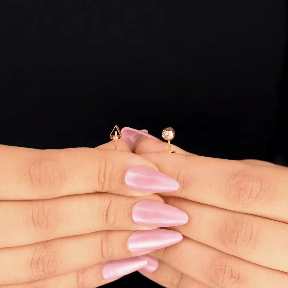 8 Ayar Altın Kalemli Top Küpe (5 mm)