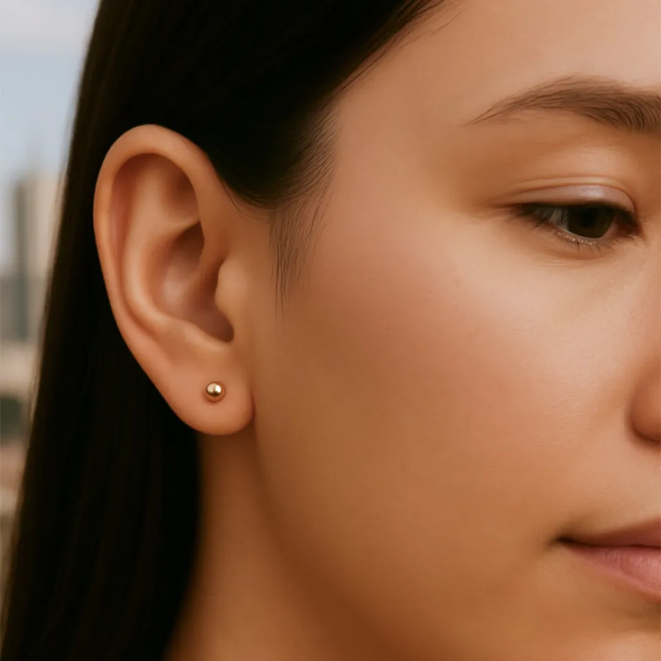 14 Ayar Rose Altın Parlak Top Küpe (4 mm)