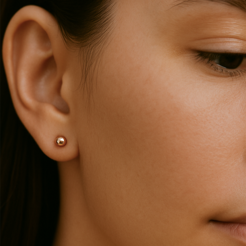 14 Ayar Rose Altın Parlak Top Küpe ( 4 mm )