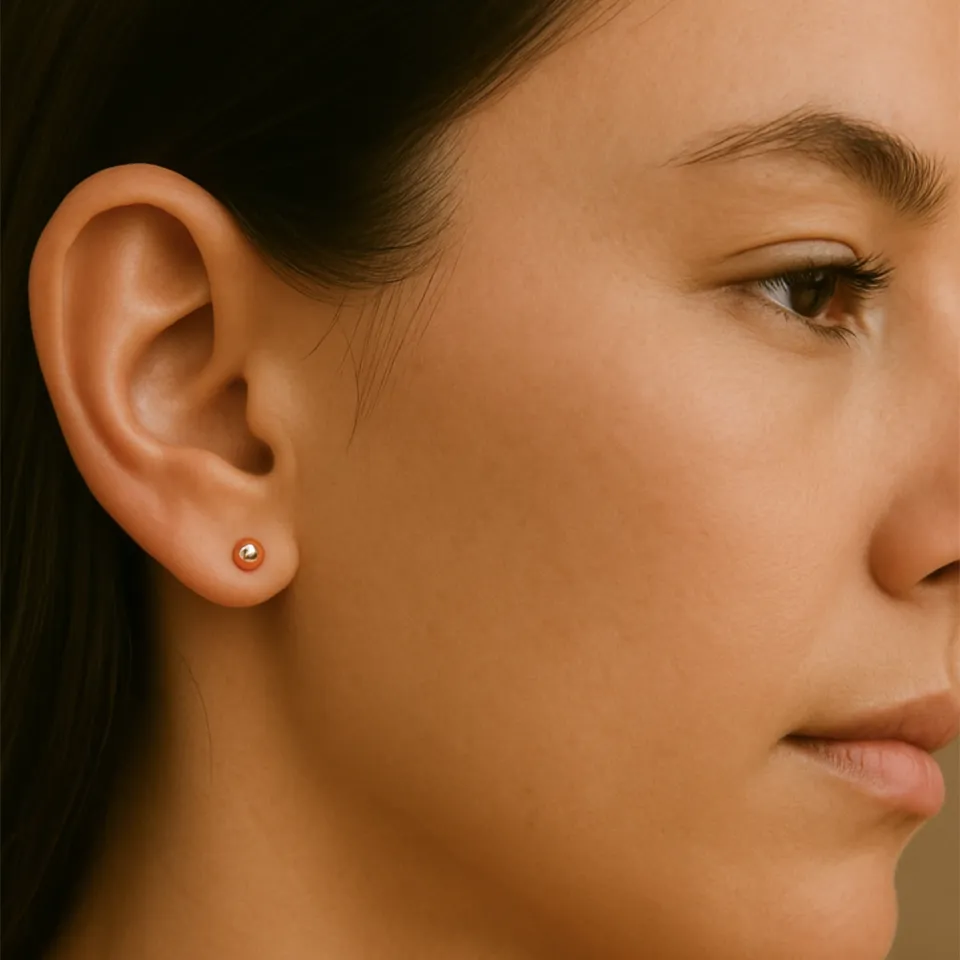 14 Ayar Rose Altın Parlak Top Küpe (4 mm)