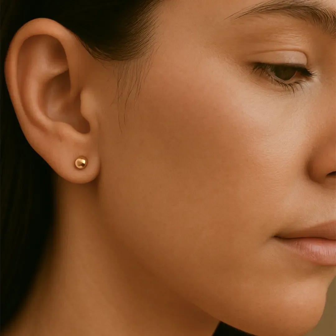 14 Ayar Rose Altın Parlak Top Küpe (5 mm)