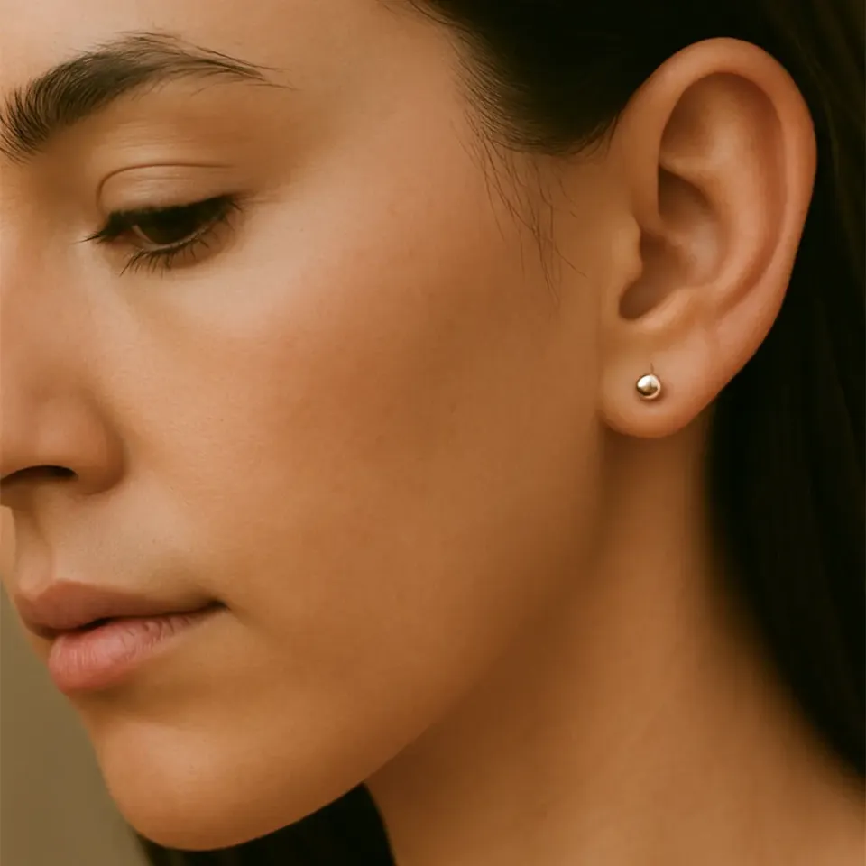 14 Ayar Rose Altın Parlak Top Küpe (5 mm)