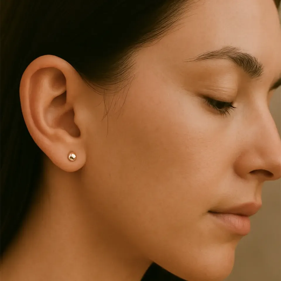 14 Ayar Rose Altın Parlak Top Küpe (5 mm)