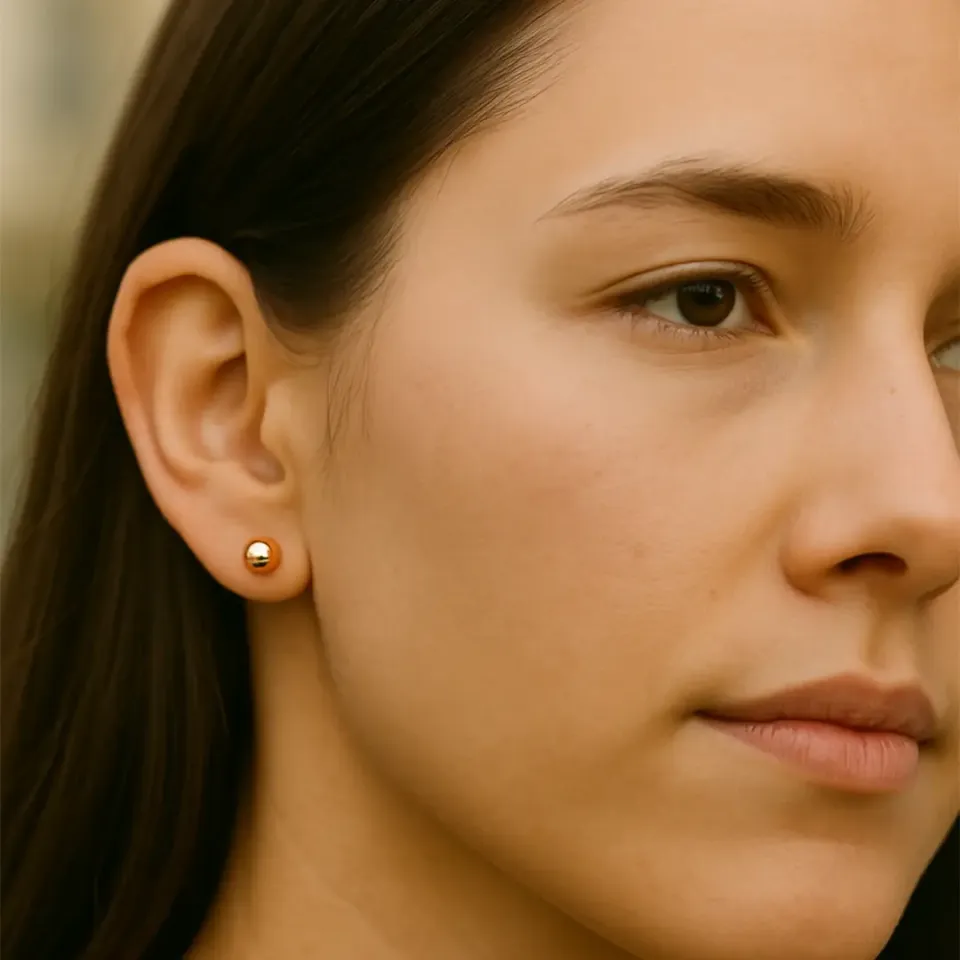 14 Ayar Rose Altın Parlak Top Küpe (6 mm)