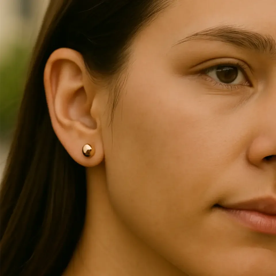 14 Ayar Rose Altın Parlak Top Küpe (7 mm)