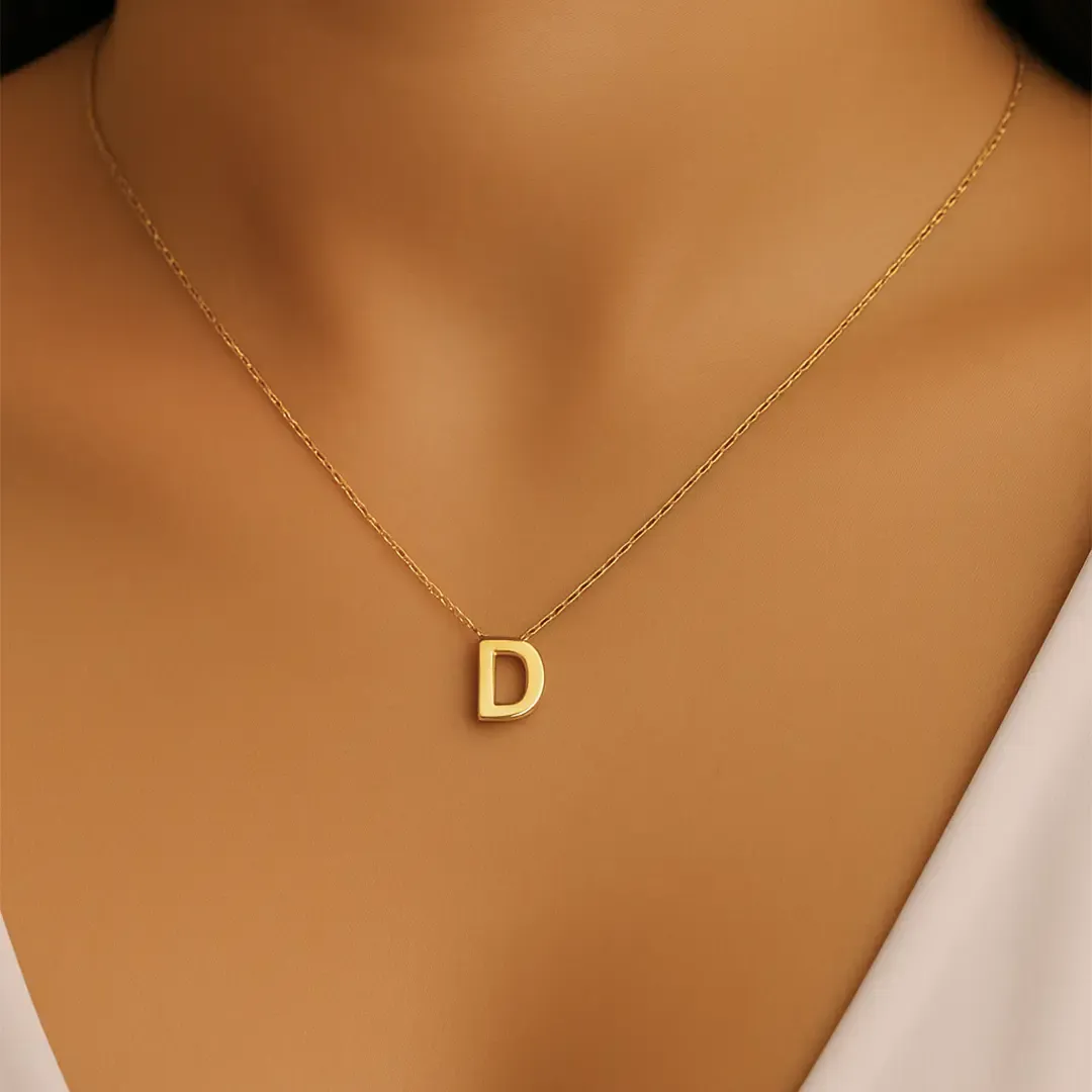 D Harfi Zincirli Küp Kolye