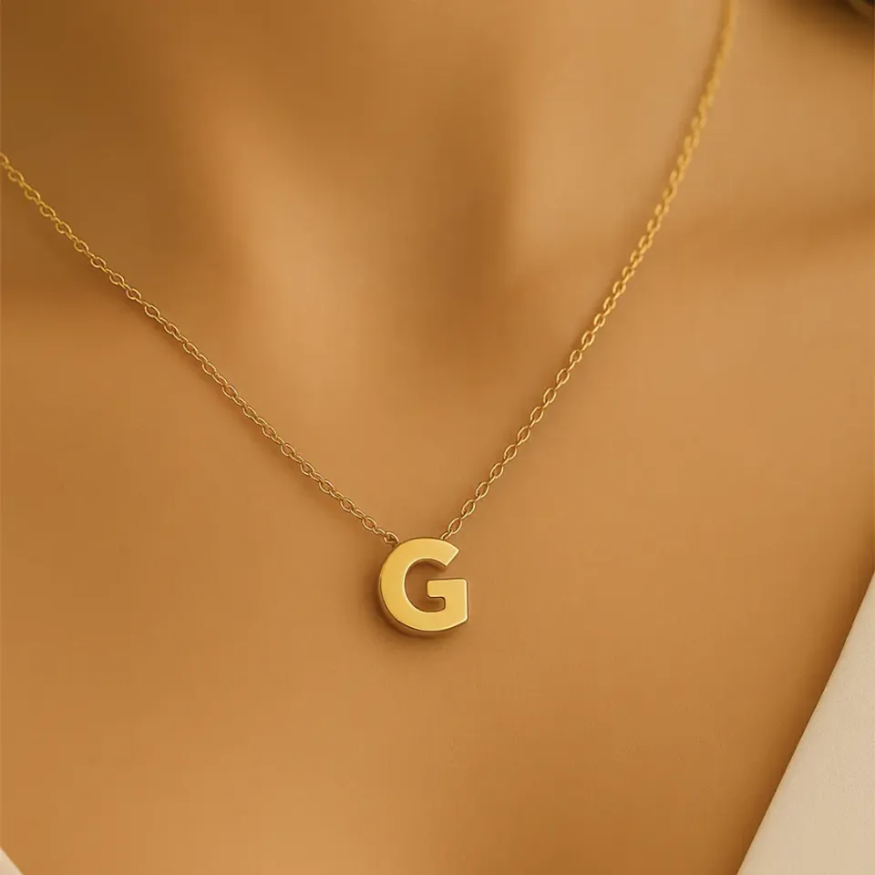 G Harfi Zincirli Küp Kolye