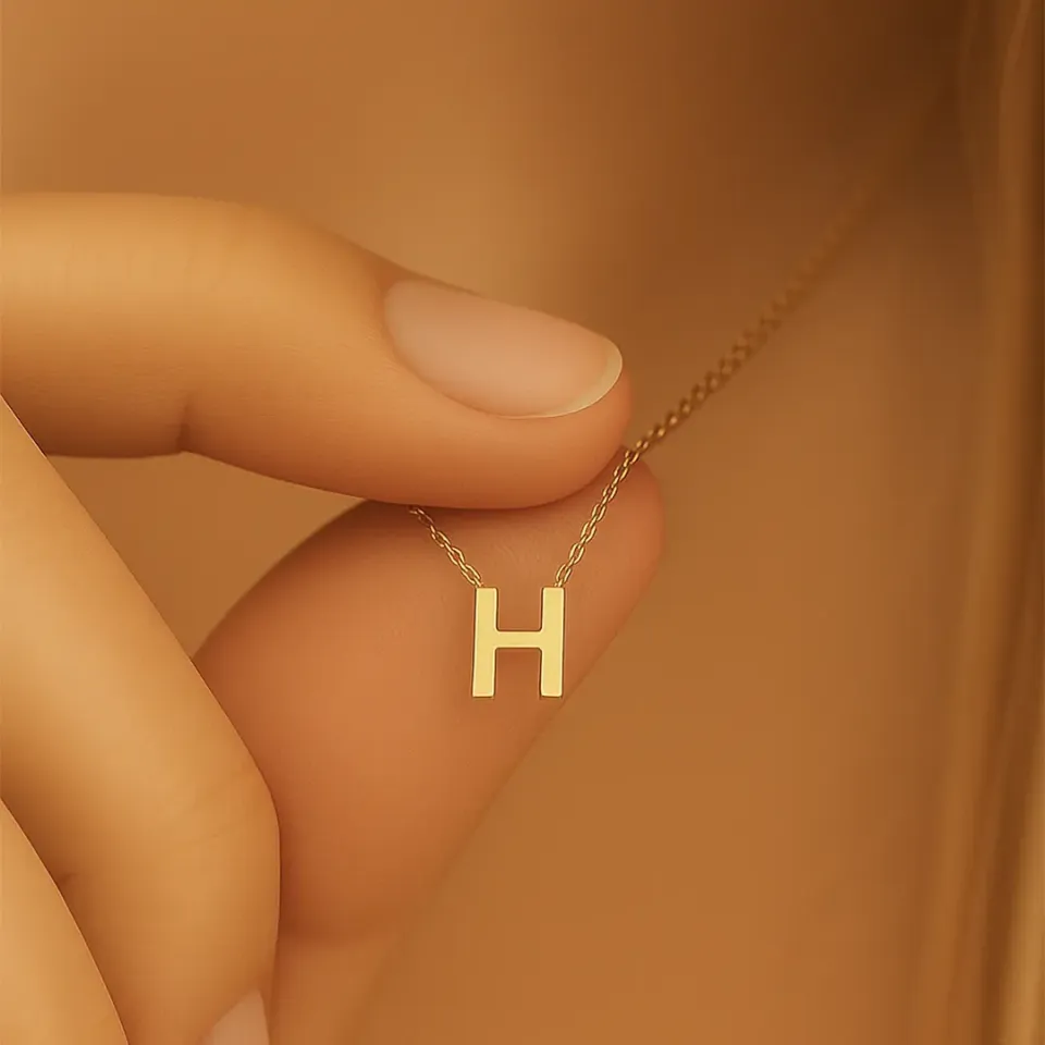 H Harfi Zincirli Küp Kolye