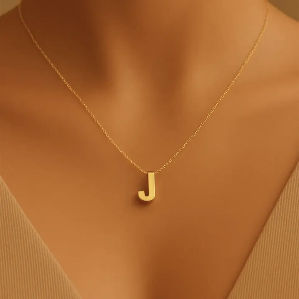 J Harfi Zincirli Küp Kolye