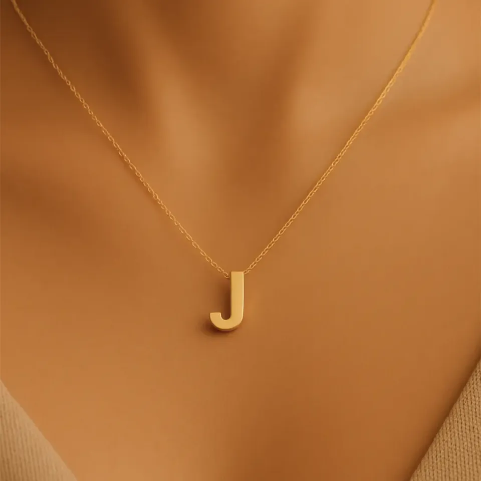 J Harfi Zincirli Küp Kolye