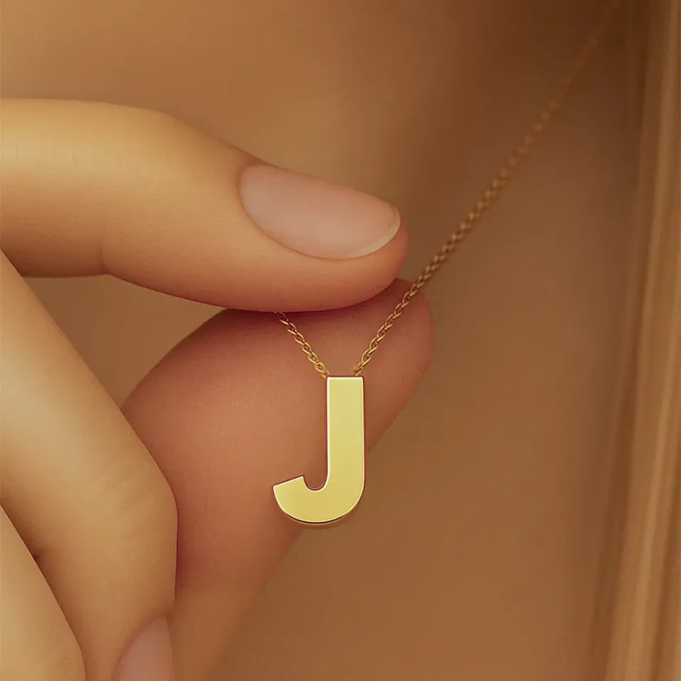 J Harfi Zincirli Küp Kolye