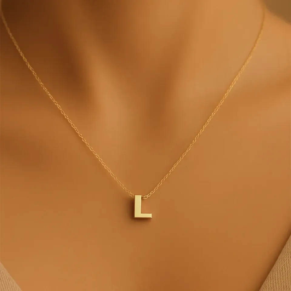L Harfi Zincirli Küp Kolye