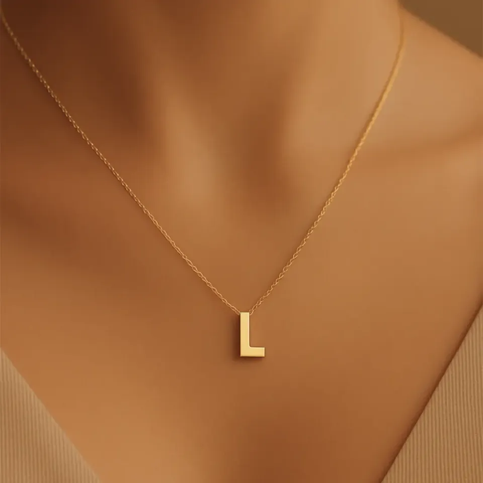 L Harfi Zincirli Küp Kolye