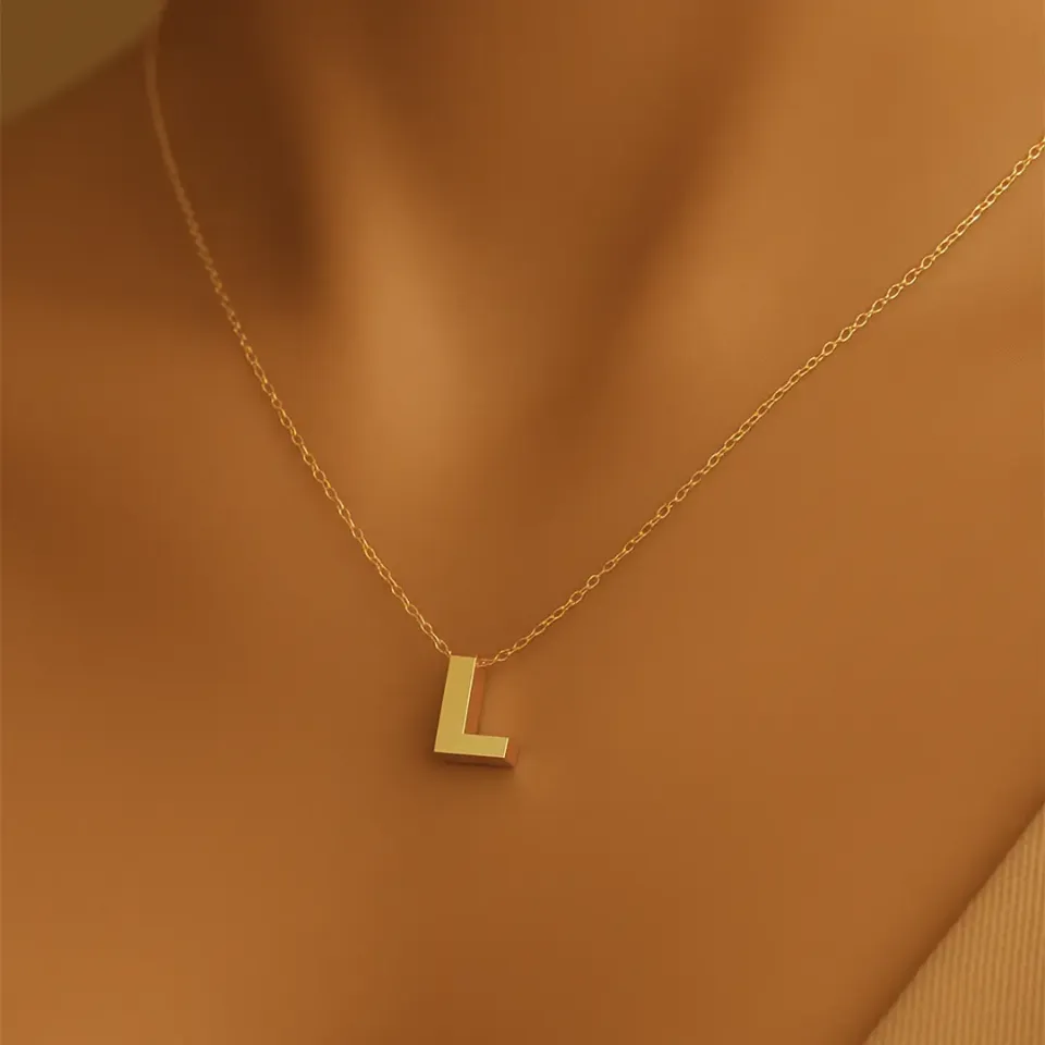 L Harfi Zincirli Küp Kolye