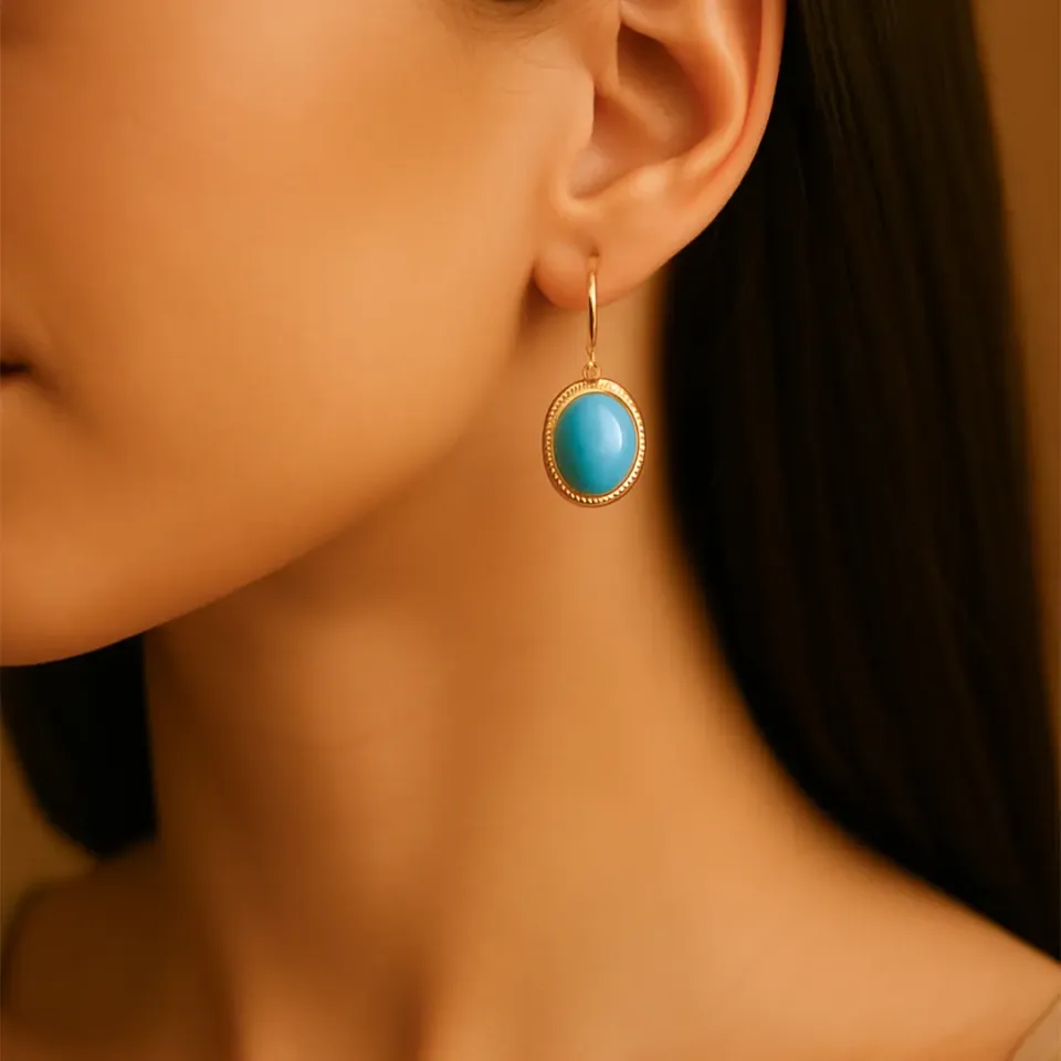 Firuze Taşlı Küpe