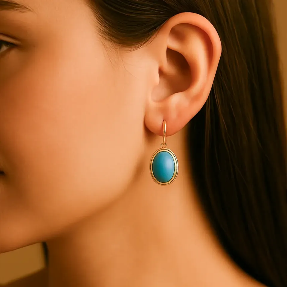 Firuze Taşlı Küpe