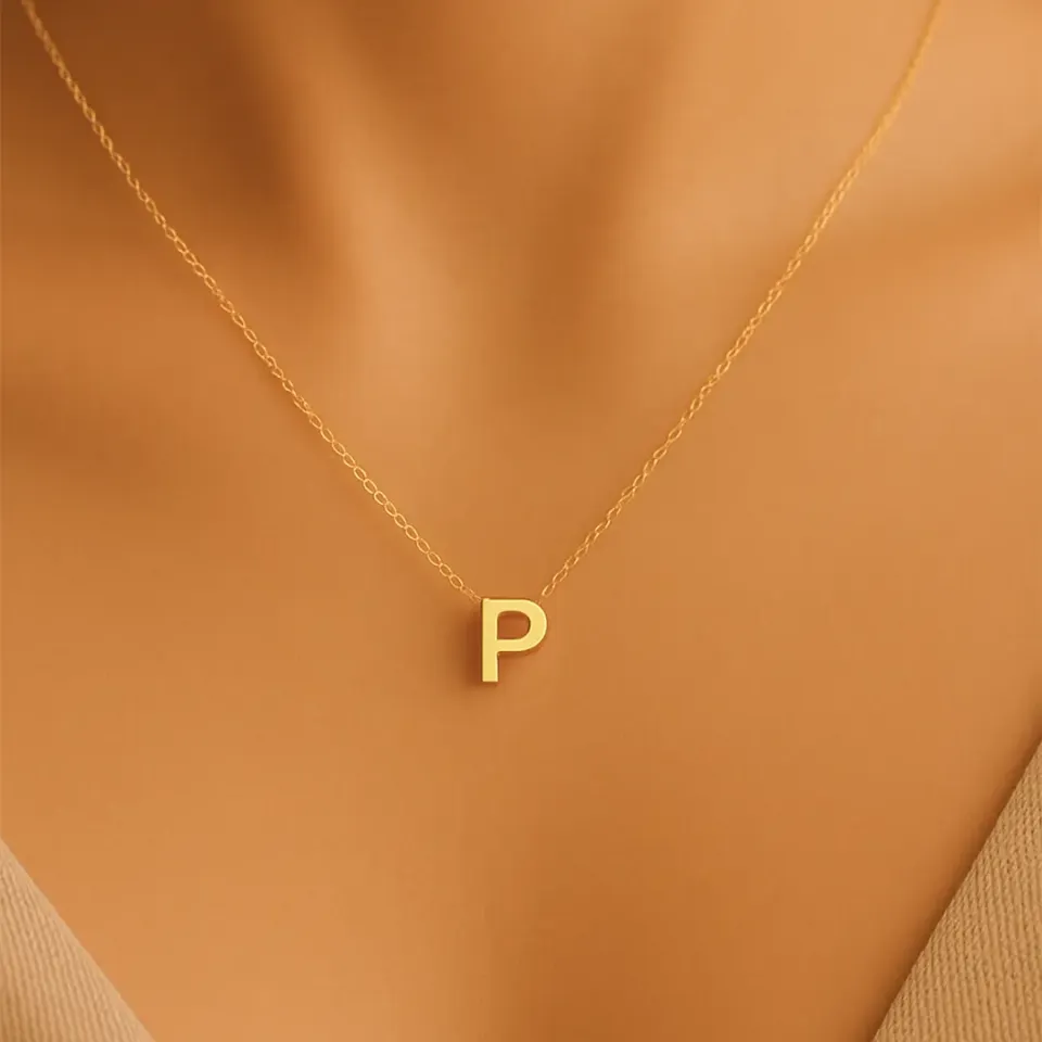 P Harfi Zincirli Küp Kolye