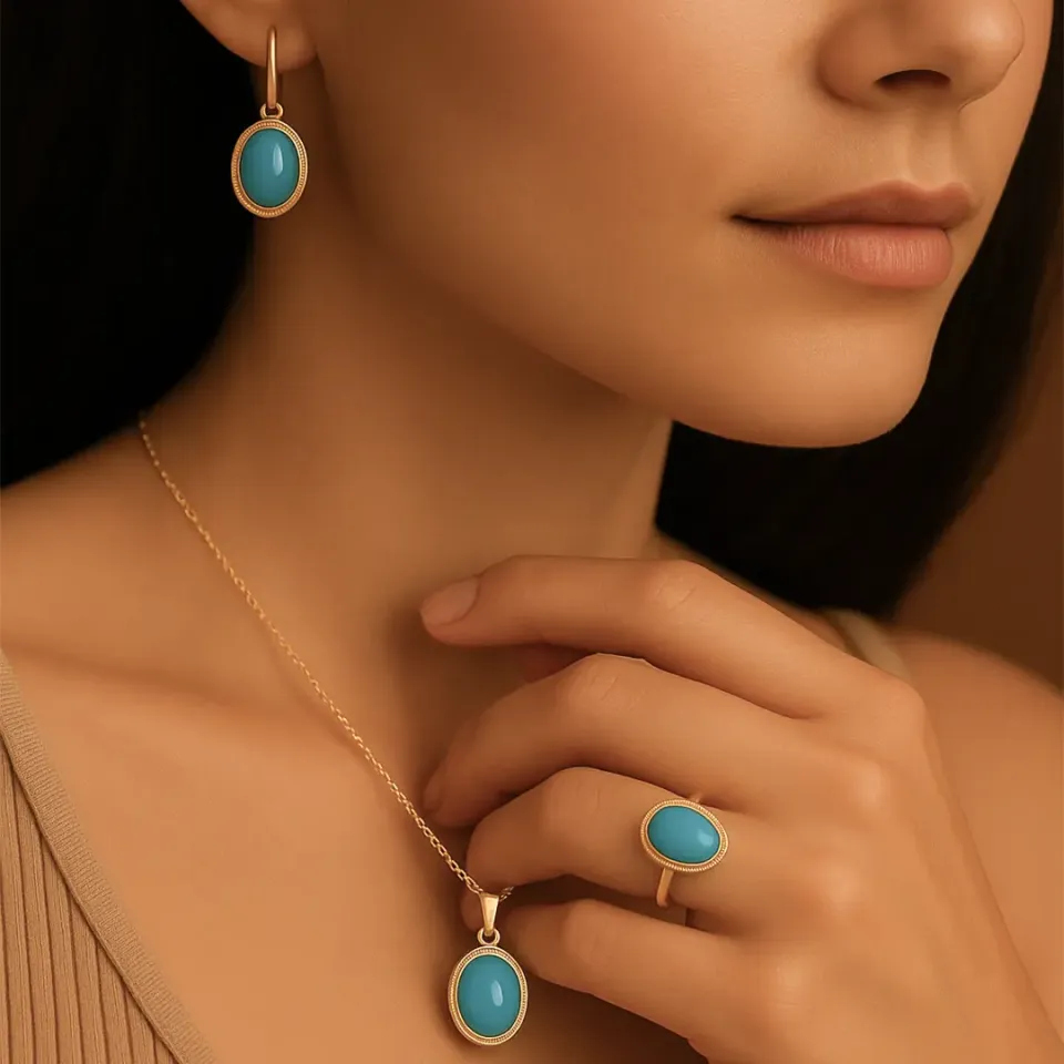 Firuze Taşlı Üçlü Set