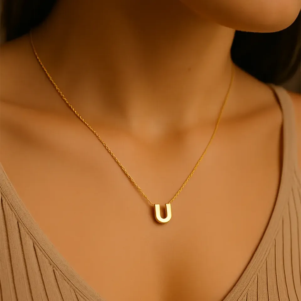 U Harfi Zincirli Küp Kolye