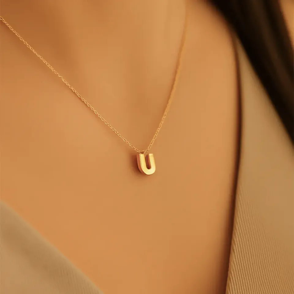 U Harfi Zincirli Küp Kolye