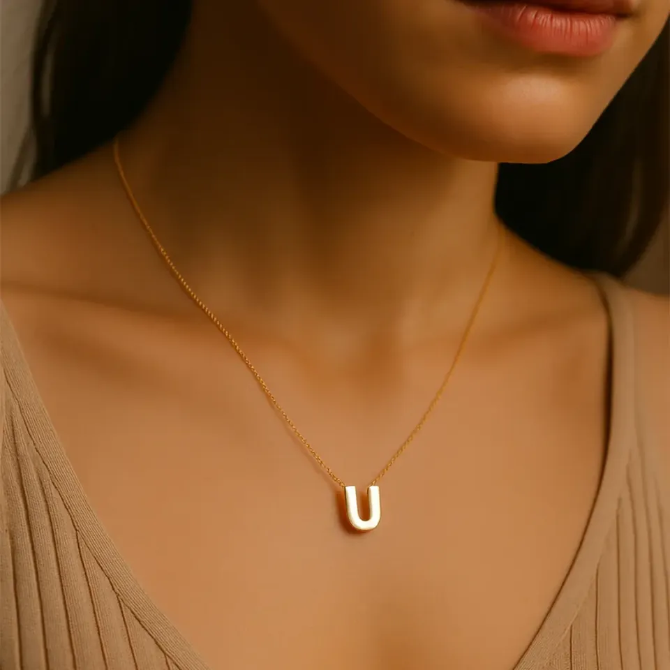 U Harfi Zincirli Küp Kolye