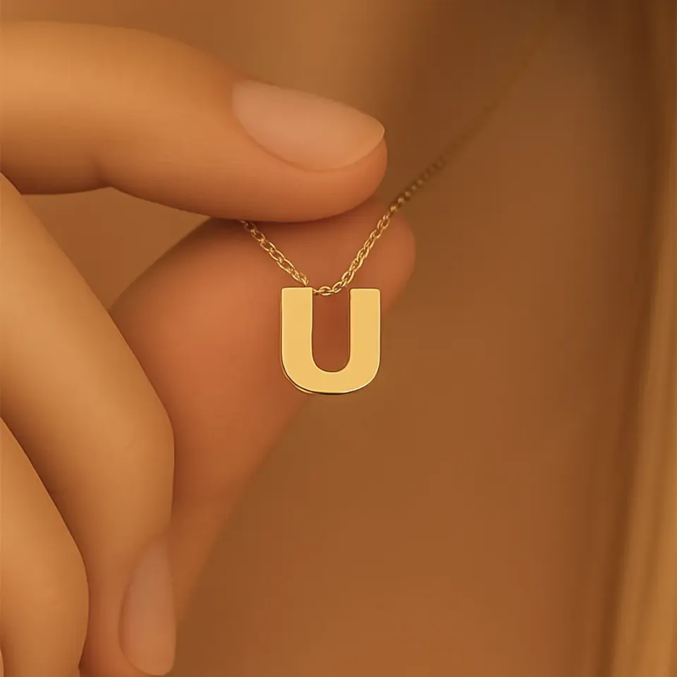 U Harfi Zincirli Küp Kolye