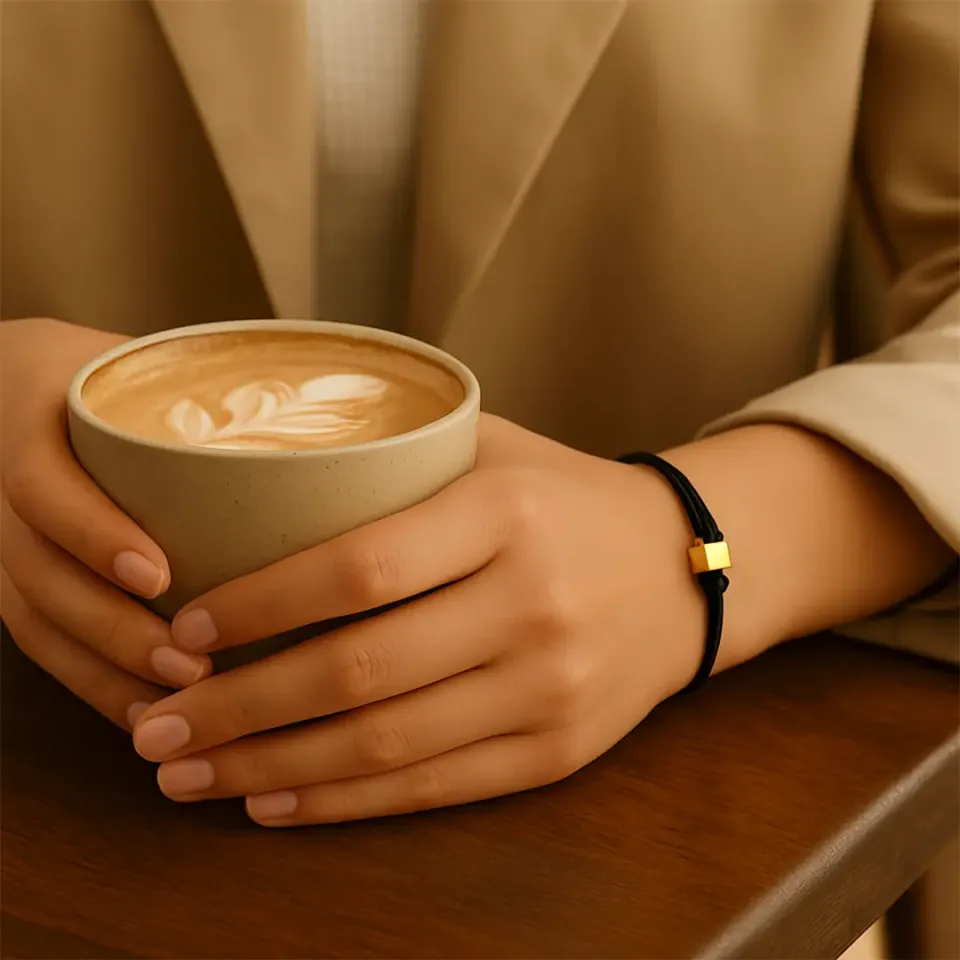 Siyah İpli Altın Küp Bileklik