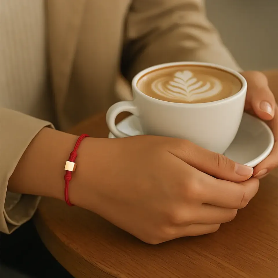 Kırmızı İpli Altın Küp Bileklik